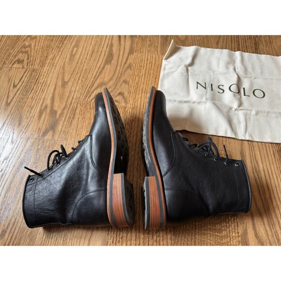 NISOLO Black Leather All-Weather Amalia Boots Size 10 - Picture 10 of 16